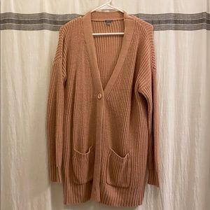 Peach Colored Button Front Cardigan